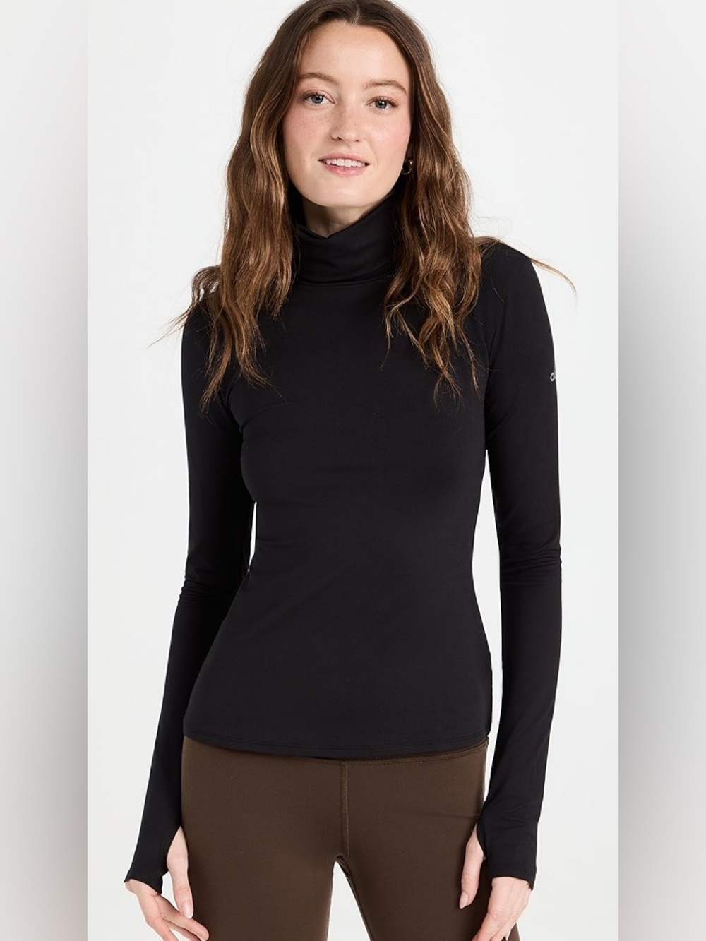 ALO Alosoft Refine Turtleneck Black XS Pilates Yoga Layering